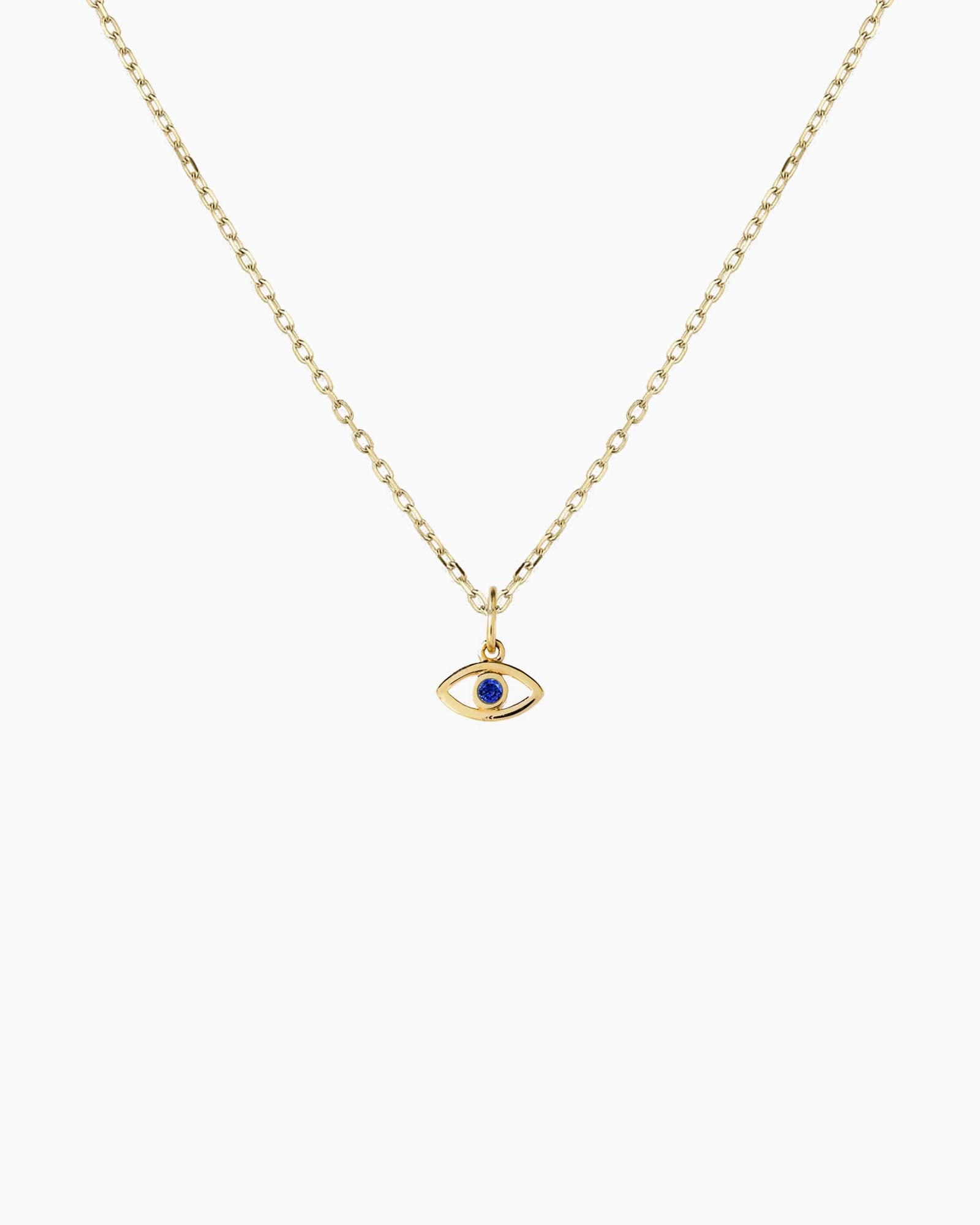 Evil Eye Charm Necklace, Blue Sapphire – Kindred Row
