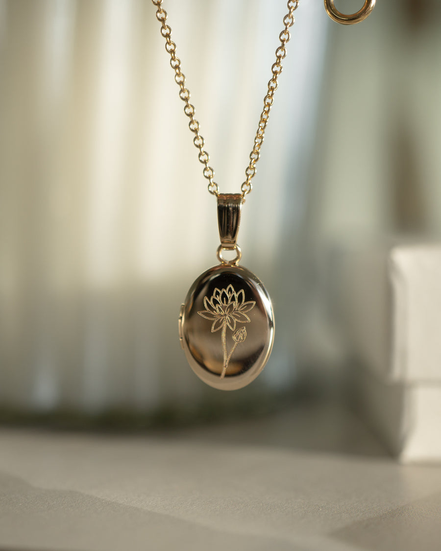 Water Lily Oval Locket