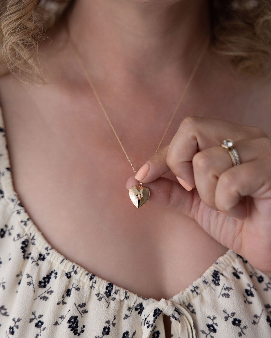 Diamond Starburst Heart Locket