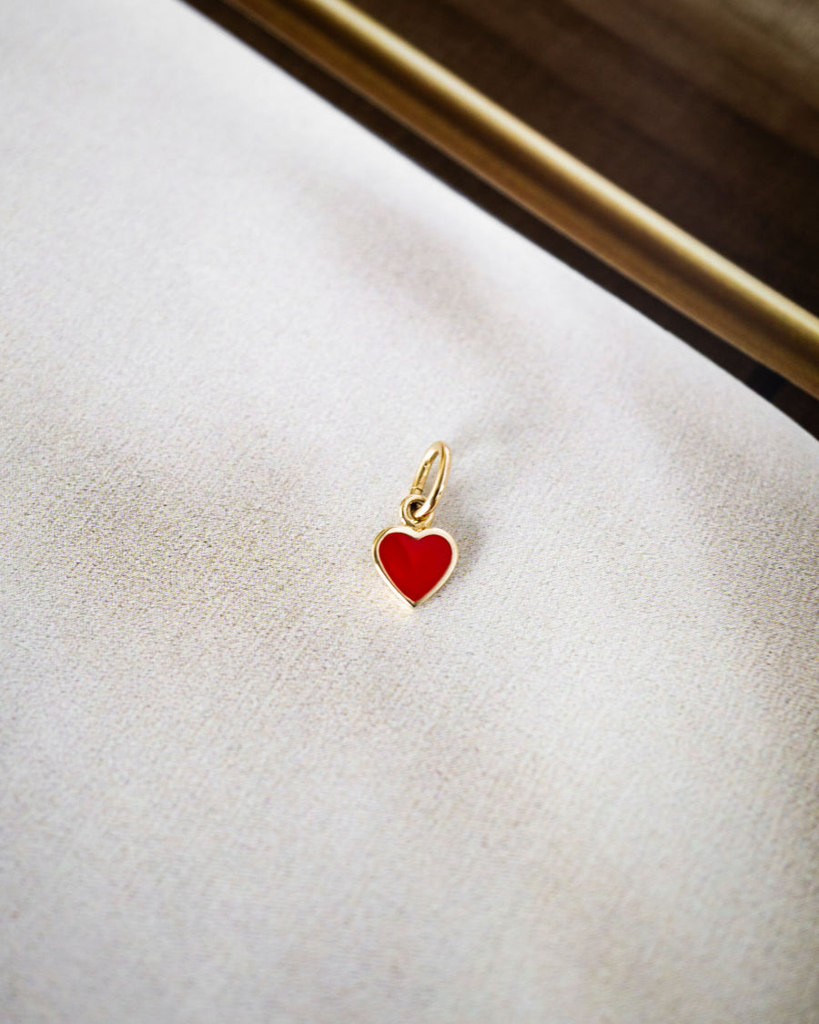 Tiny Red Heart Enamel Charm