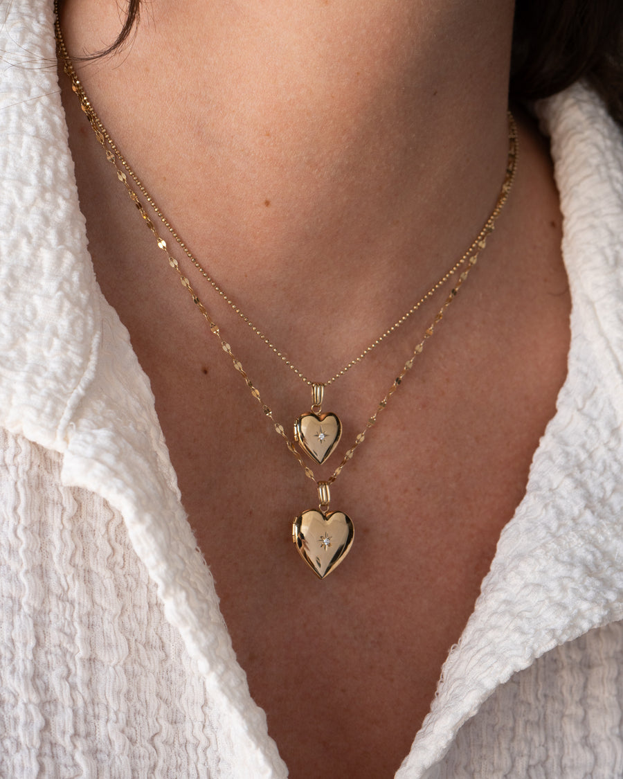 Diamond Starburst Heart Locket Charm