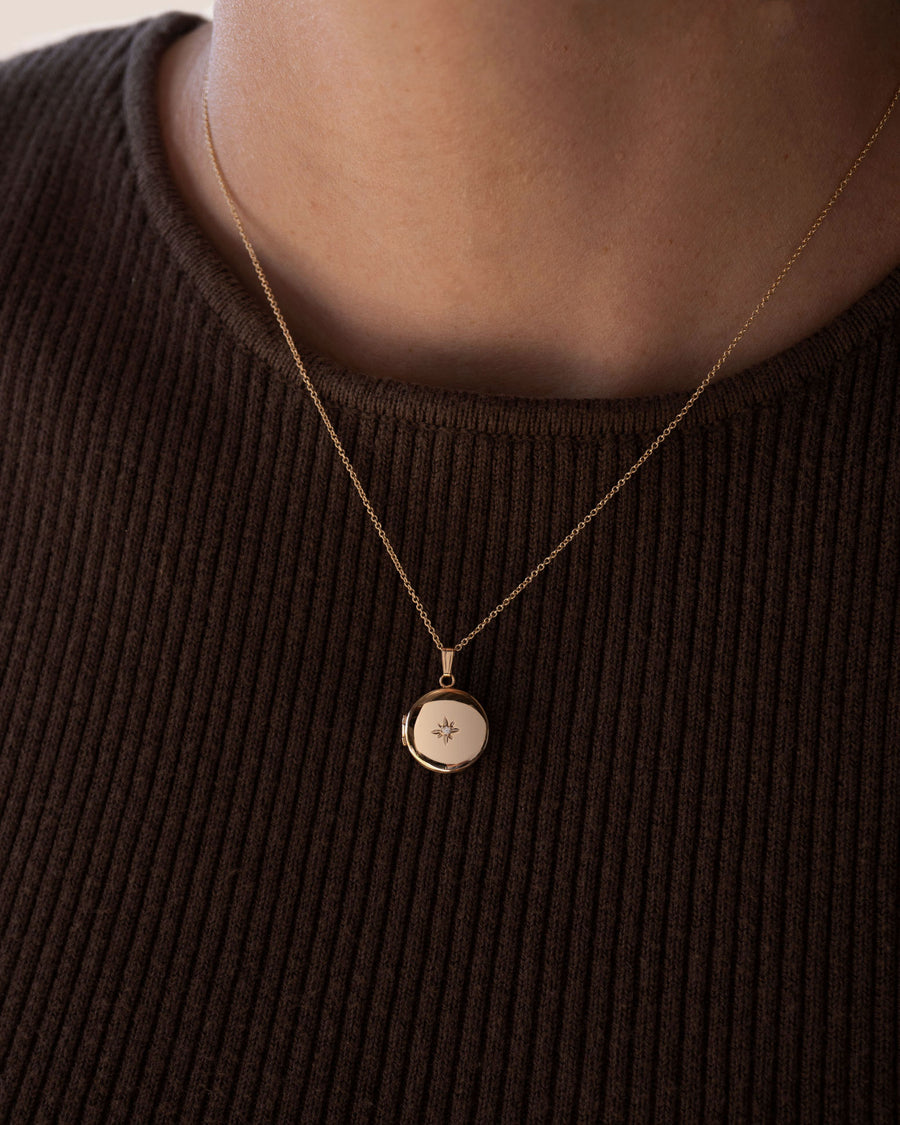 Diamond Starburst Round Locket
