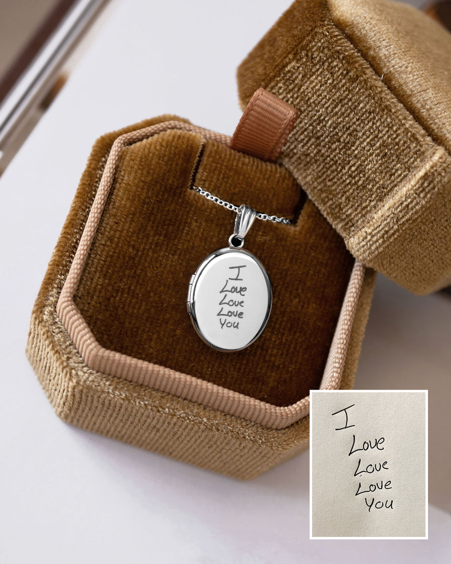 Custom Handwriting Oval Locket
