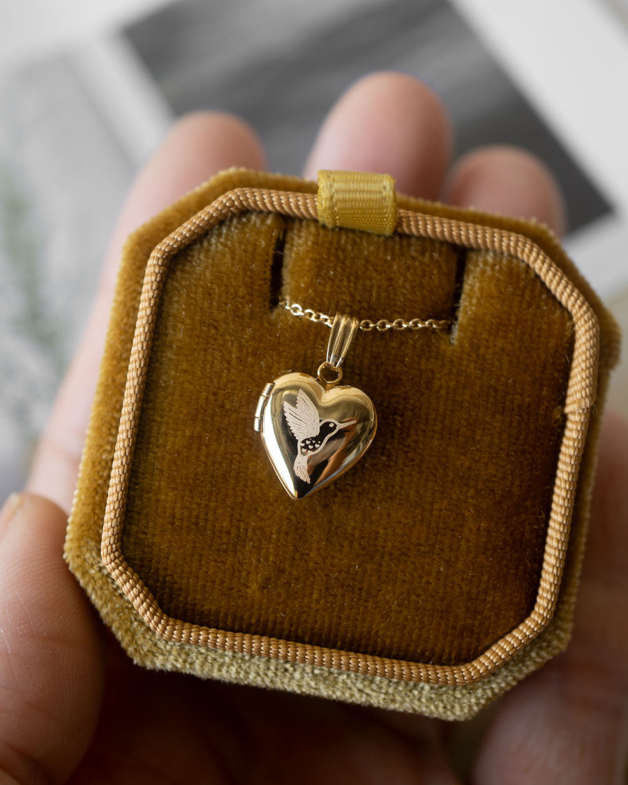 Hummingbird Heart Locket