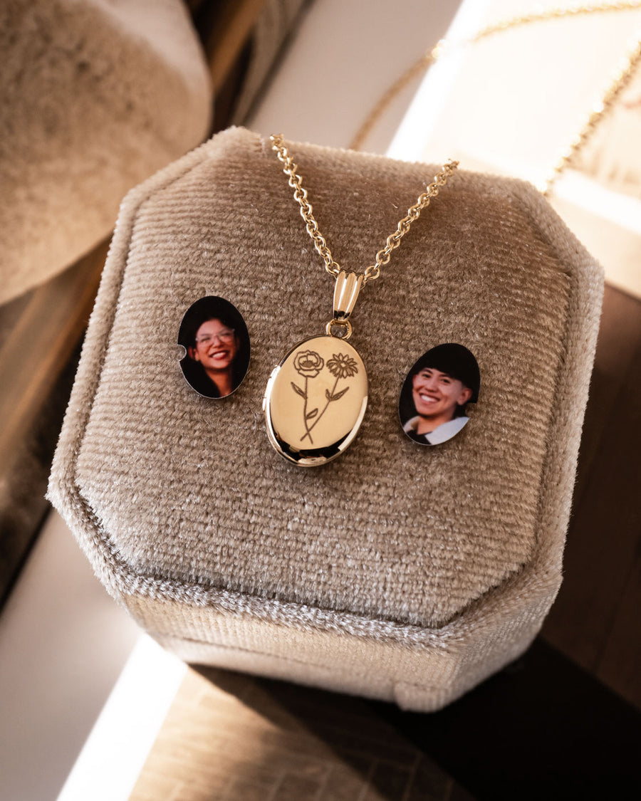 Bouquet Birth Flower Oval Locket