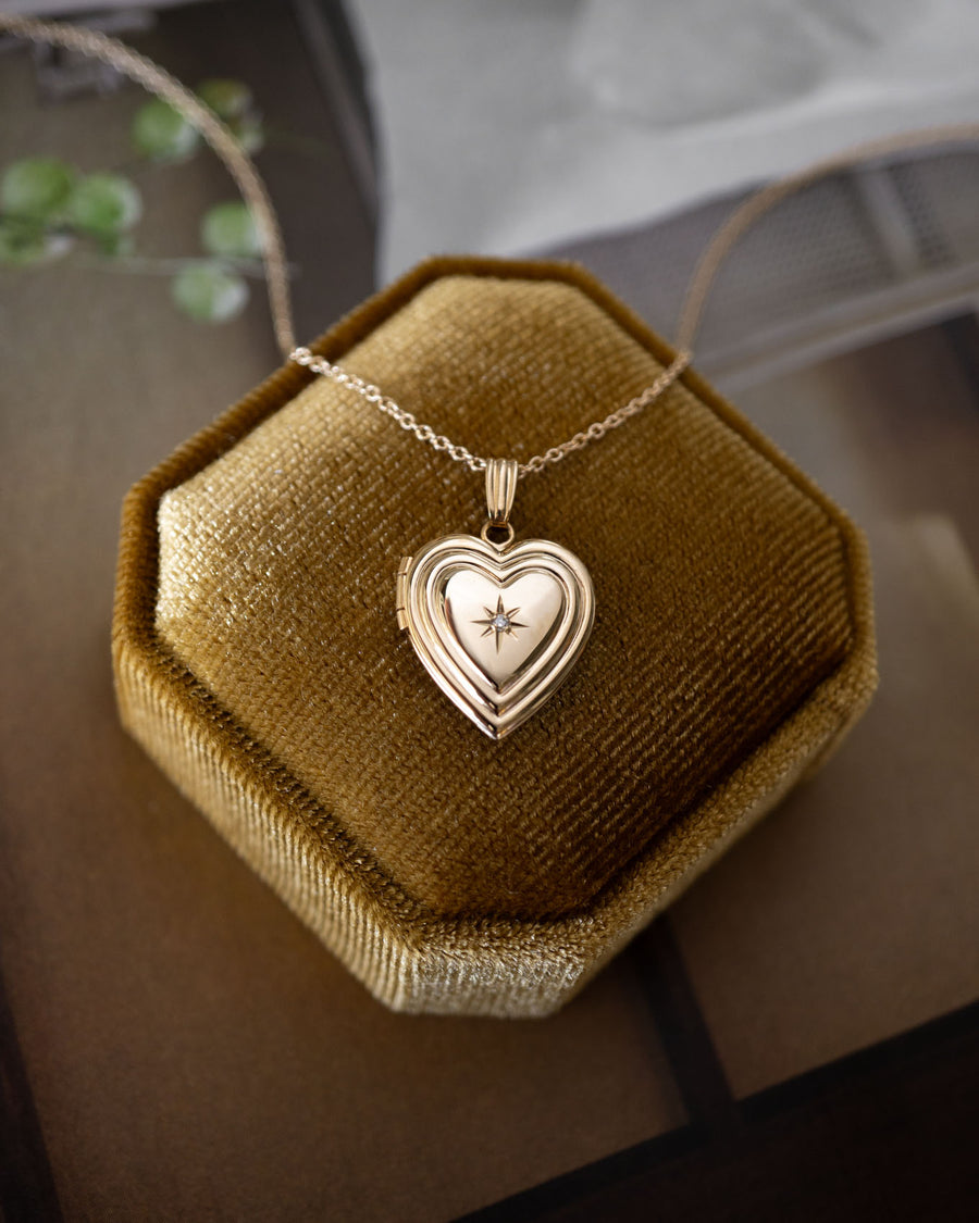 Diamond Starburst Radiant Heart Locket