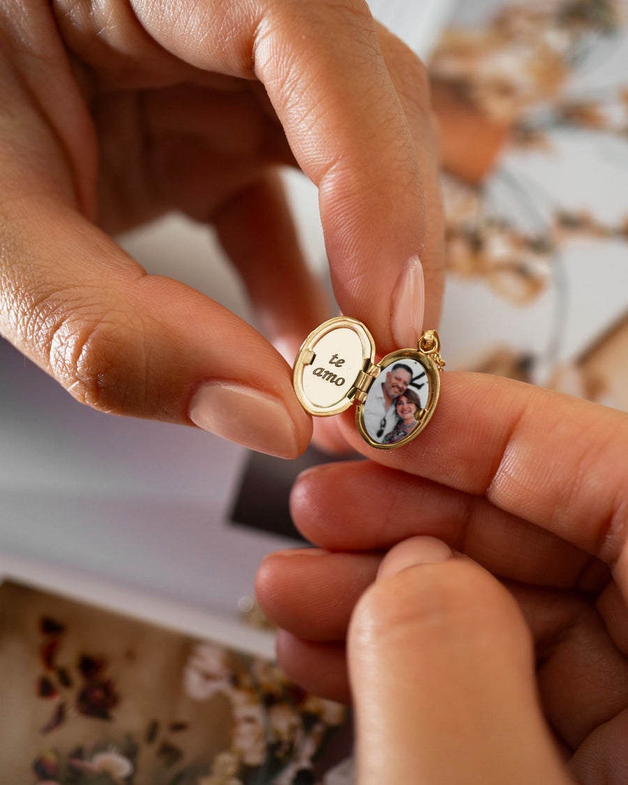 Couples Birth Flower Oval Locket