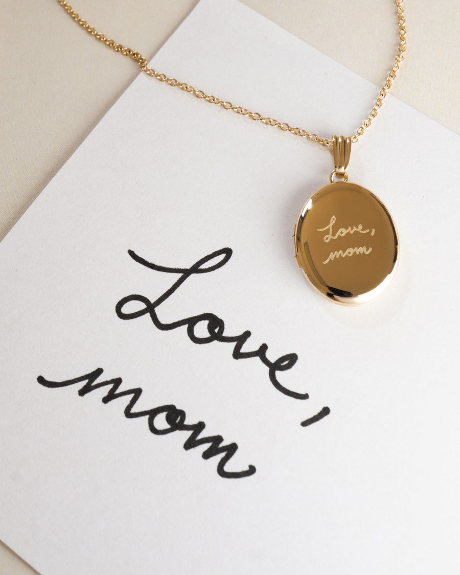 Custom Handwriting Oval Locket