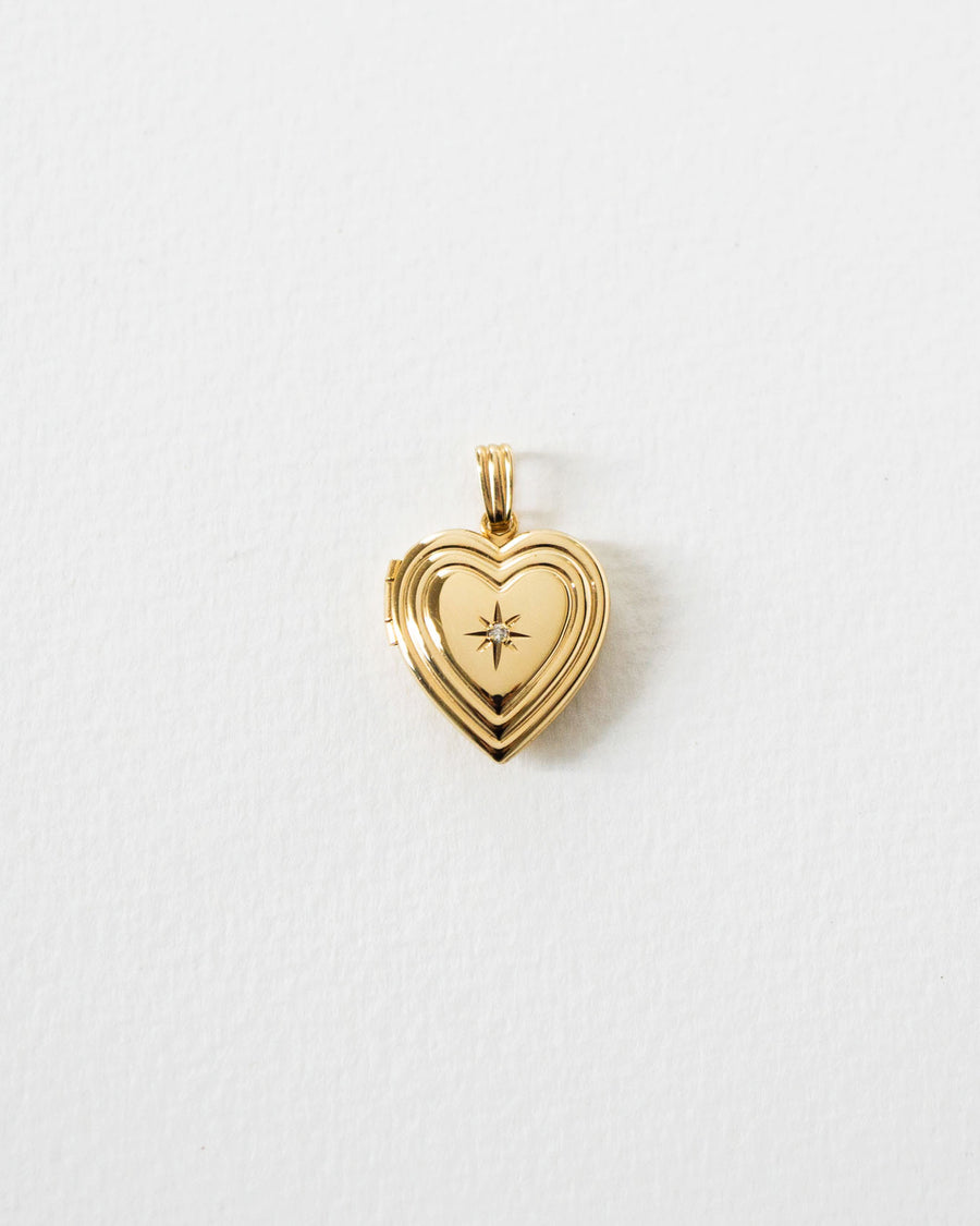 Diamond Starburst Radiant Heart Locket Charm