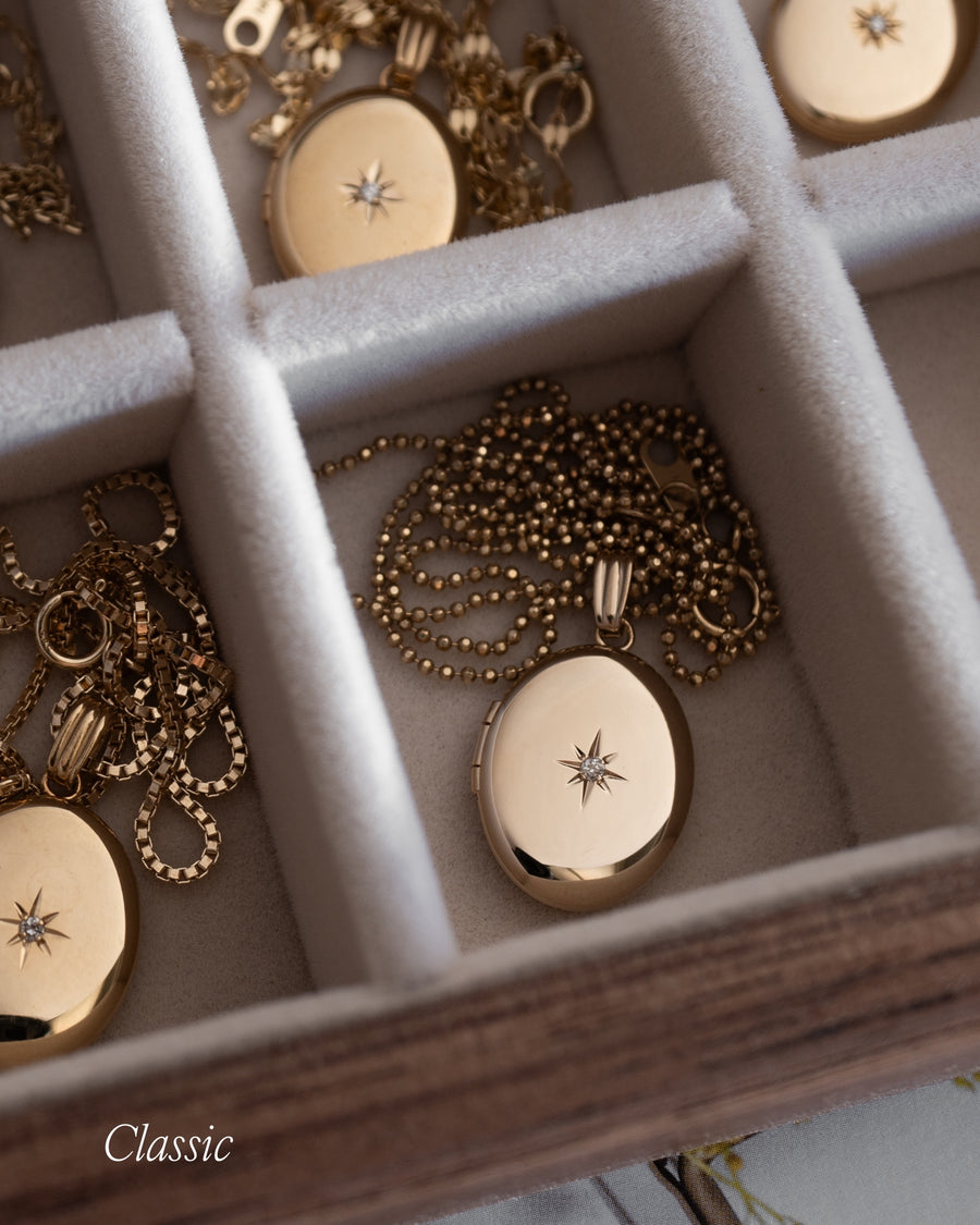 Diamond Starburst Oval Locket Charm