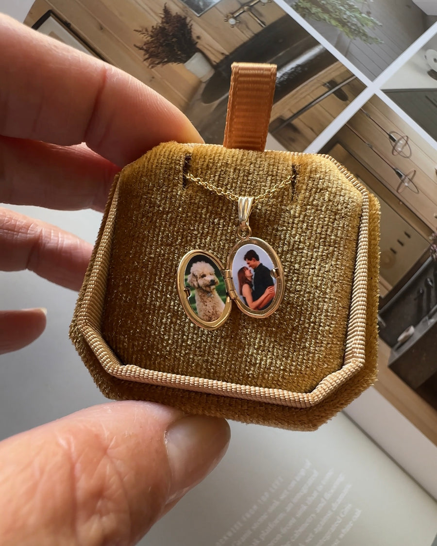 Couples Birth Flower Oval Locket