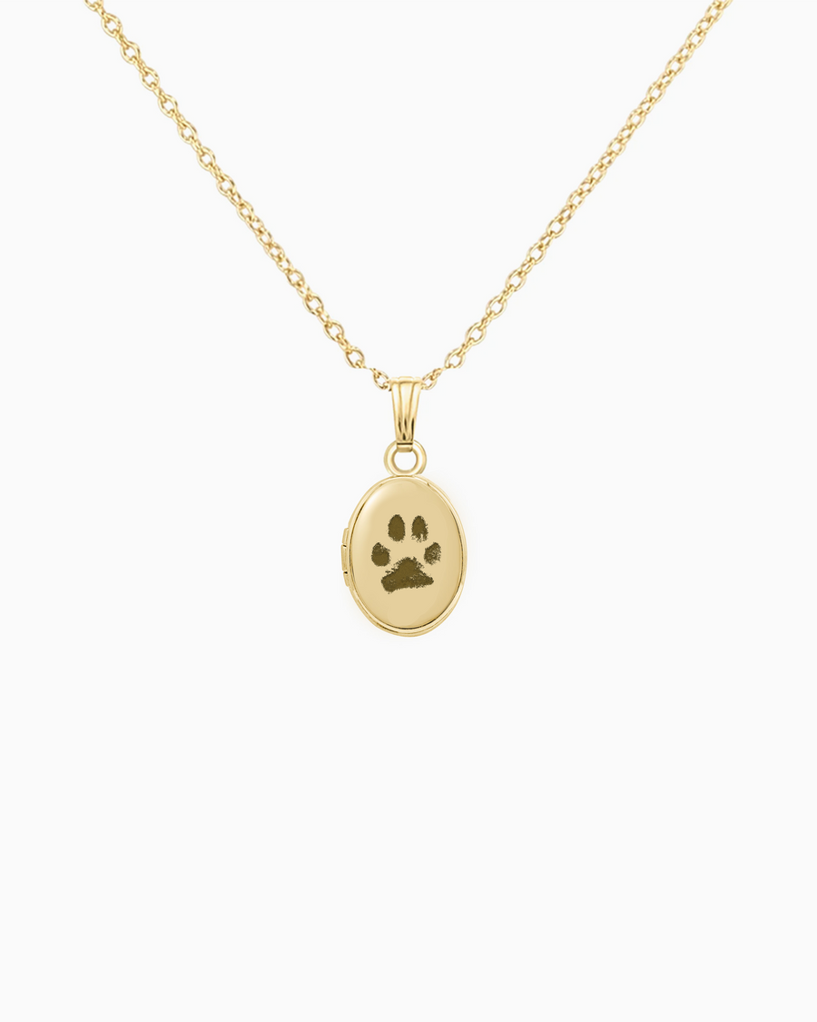 Custom Paw Print Oval Locket