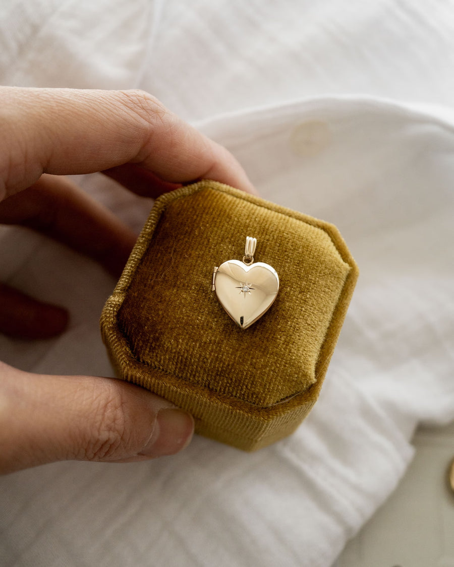 Diamond Starburst Heart Locket Charm