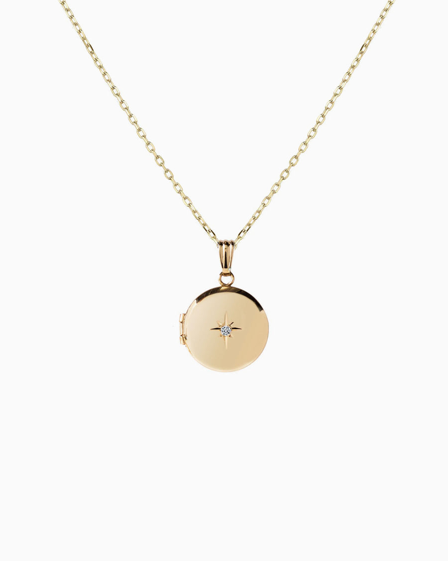 Diamond Starburst Round Locket