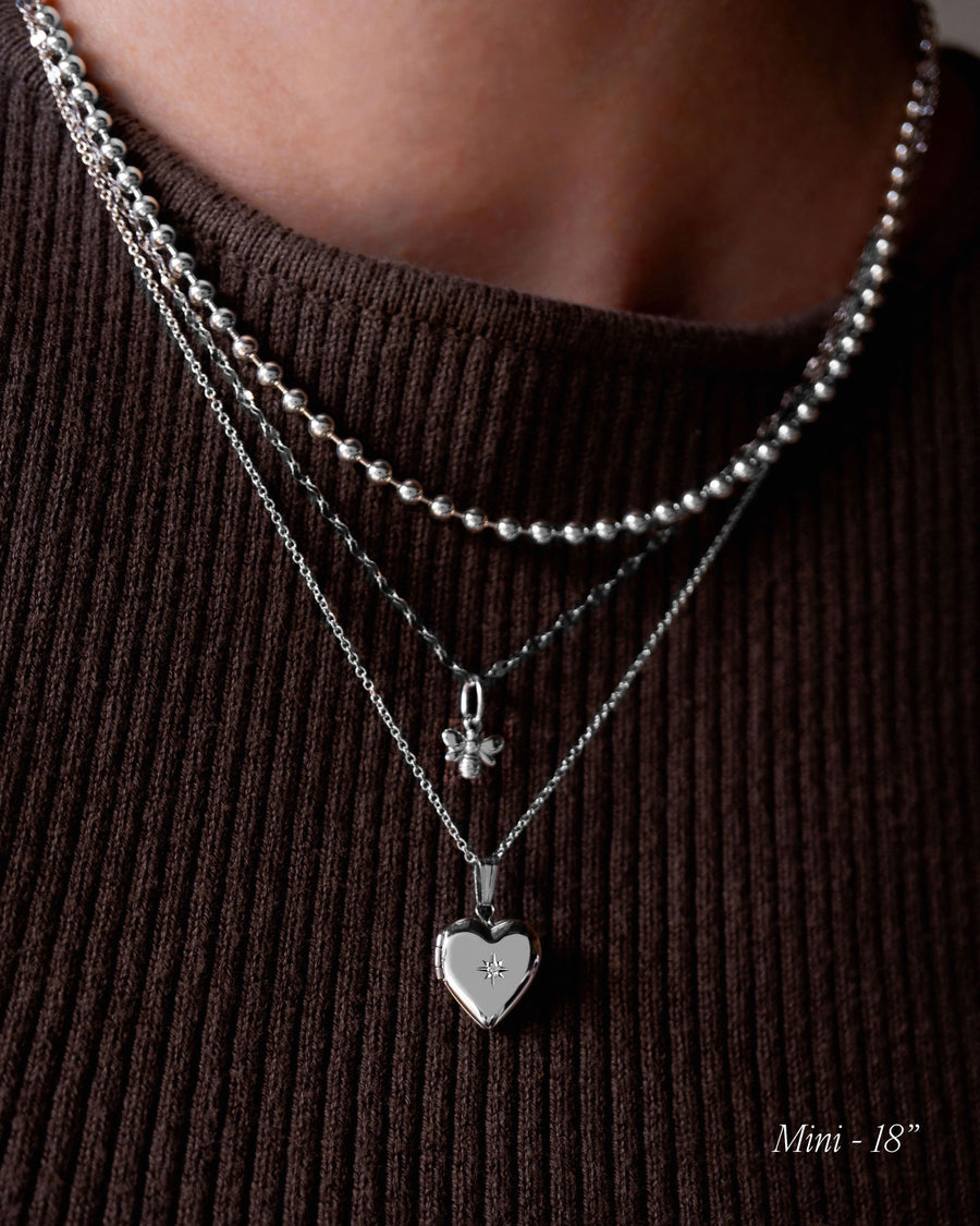 Diamond Starburst Heart Locket - Silver