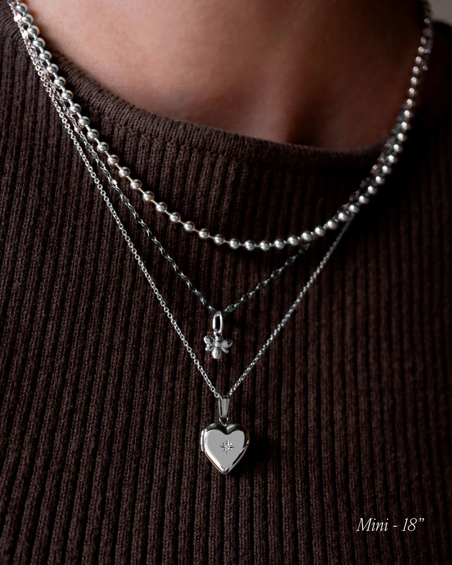 Diamond Starburst Heart Locket - Silver