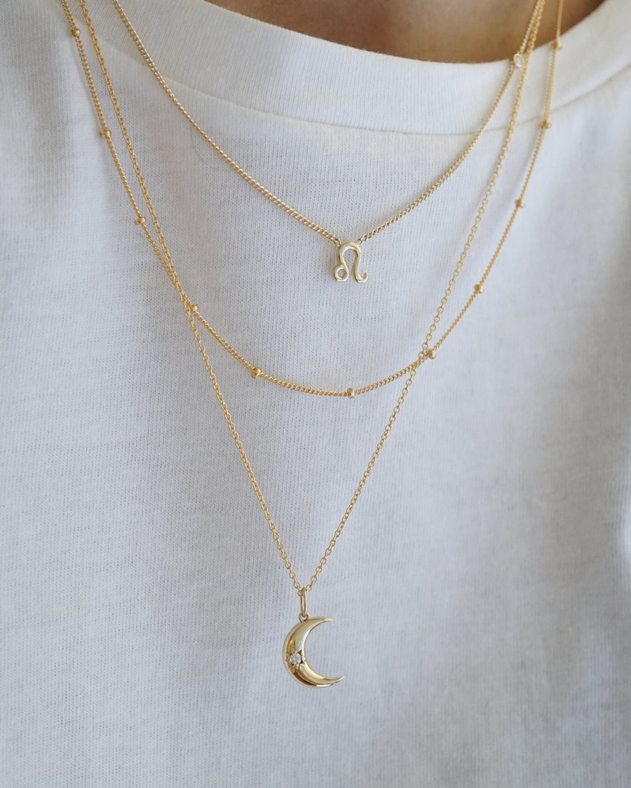 Crescent Starburst Small Moon Necklace